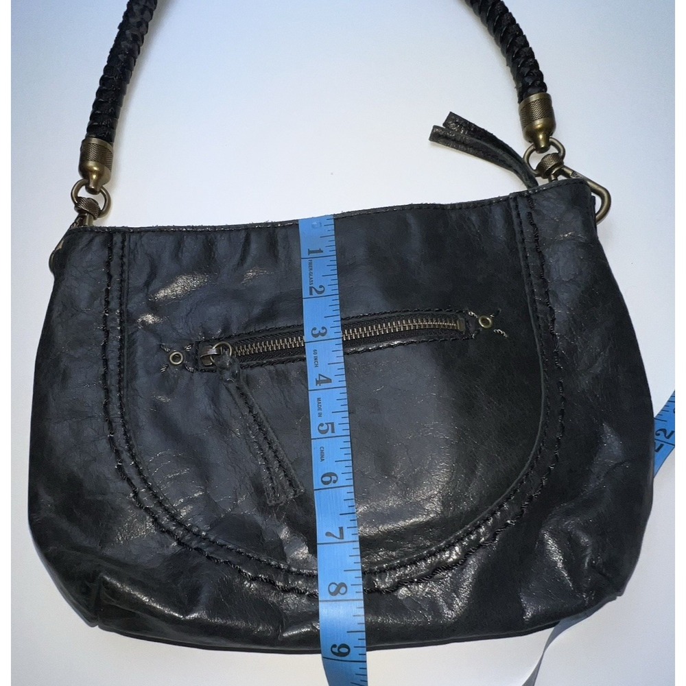 The Sak Indio Leather Demi Shoulder Bag Black Boho Tote DAMAGED Braided Strap - Picture 5 of 13